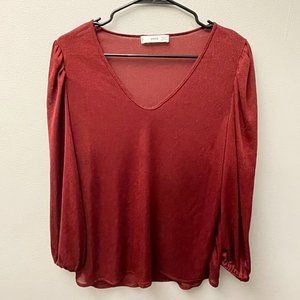Mango T-shirt with puffed sleeves in Maroon